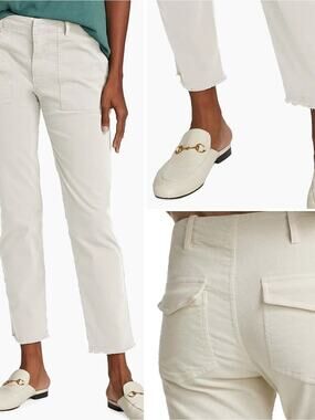 NILI LOTAN $390 Jenna Corduroy Pant Winter White Womens 8 EUC